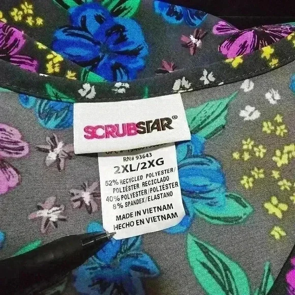Scrubstar Womens Floral V-Neck Scrub Top Ultra Soft Breathable Flowers S, M, 3XL - Picture 3 of 8
